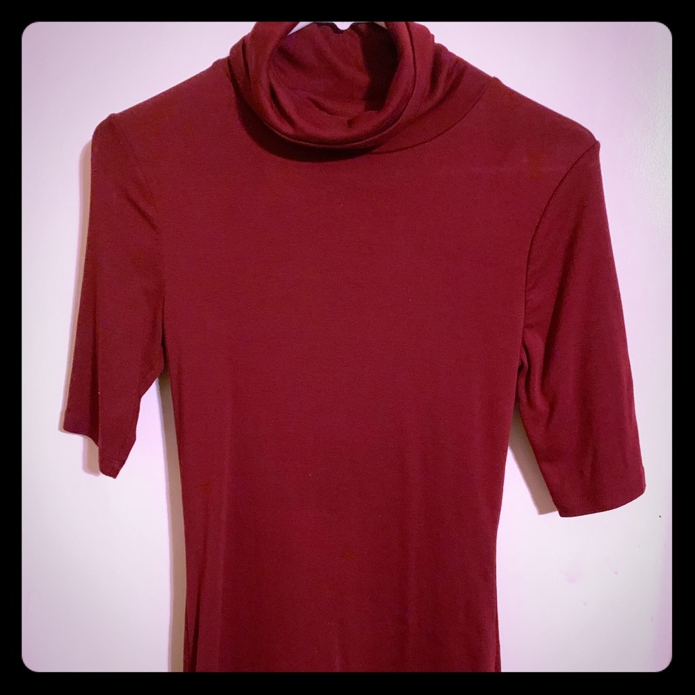 Pretty maroon turtle neck, quarter sleeve sweater
